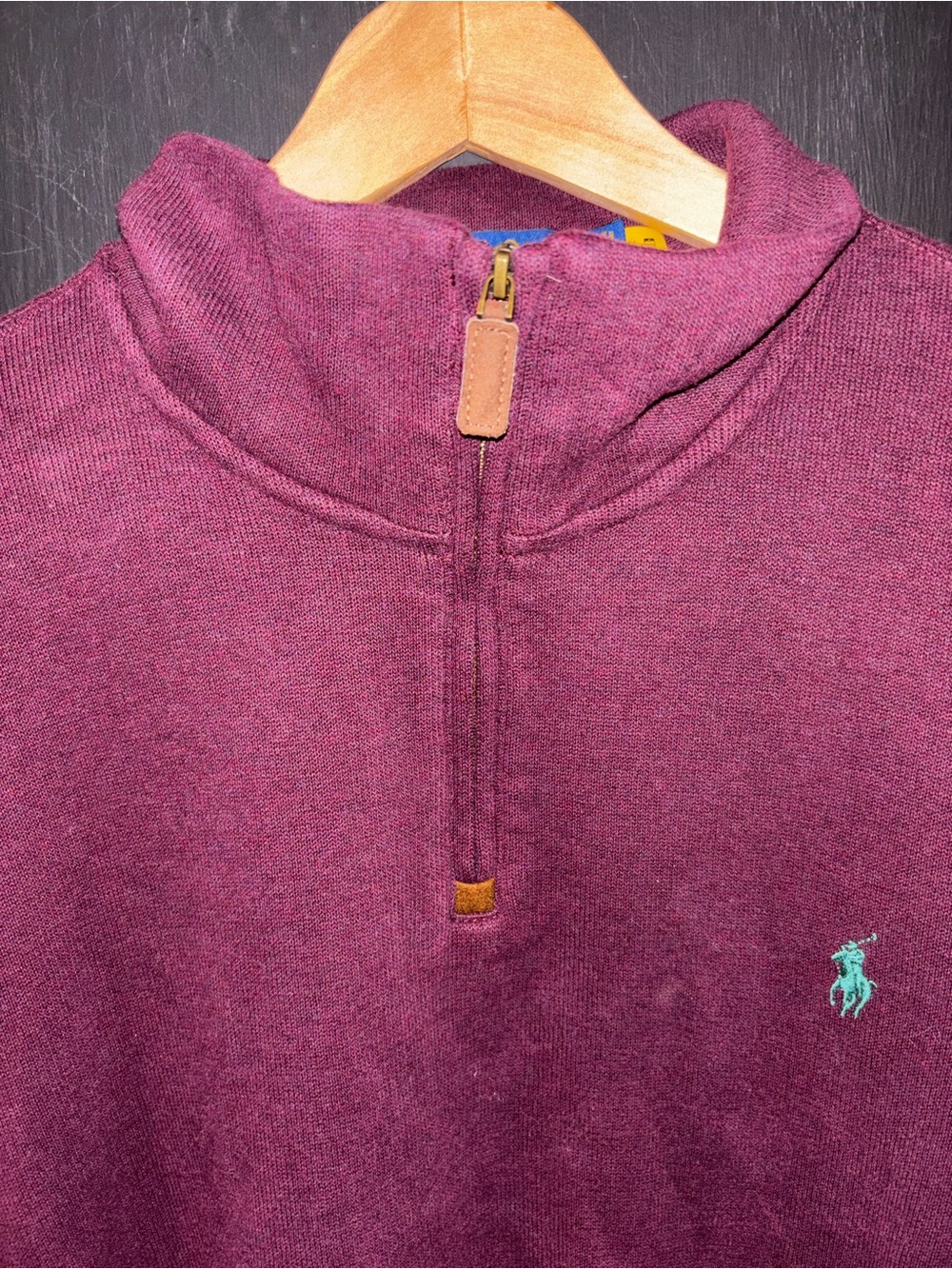 Polo Ralph Lauren Burgundy Quarter Zip Pullover Sweater XXL 100% Cotton - Picture 7 of 9